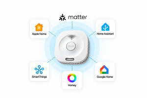 Sensereo Matter rookmelder voor Apple Home, Home Assistant, Homey, Google Home en SmartThings