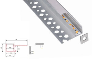 Stucprofiel | Inbouw | 1 Meter | Zijkant | Aluminium | 38 x 15 | COB ledstrip Livolo Nederland B.V.