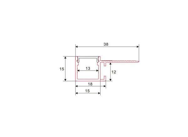 Profil en plâtre | Intégré | 1 mètre | Côté | Aluminium | 38x15 | Bande LED COB (copie)