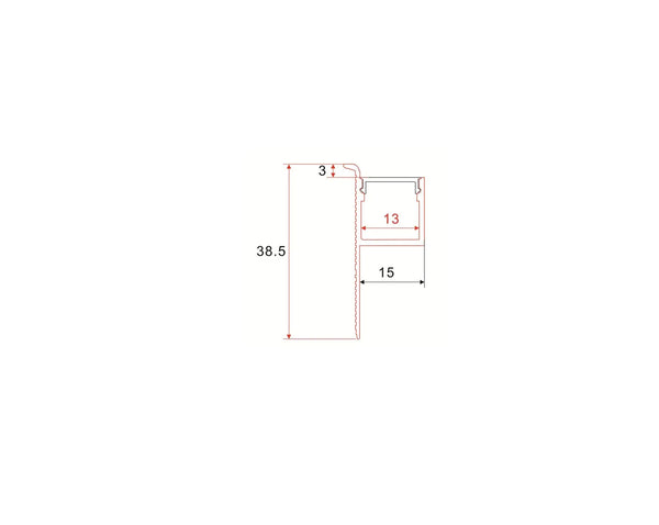 Profil en plâtre | Intégré | 1 mètre | Côté | Aluminium | 38,5x15 | Bande LED COB