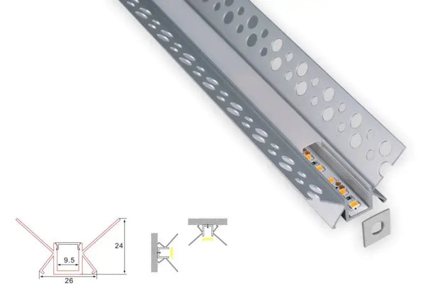 Stucprofiel | Inbouw | 4 Meter | Buitenhoek | Aluminium | 26 x 24 | COB ledstrip Livolo Nederland B.V.
