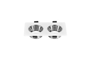 Dubbele GU10 armatuur | Wit - Chroom | Kantelbaar en Richtbaar | Inbouwspot | Rechthoek | ø 2x76mm Livolo Nederland B.V.