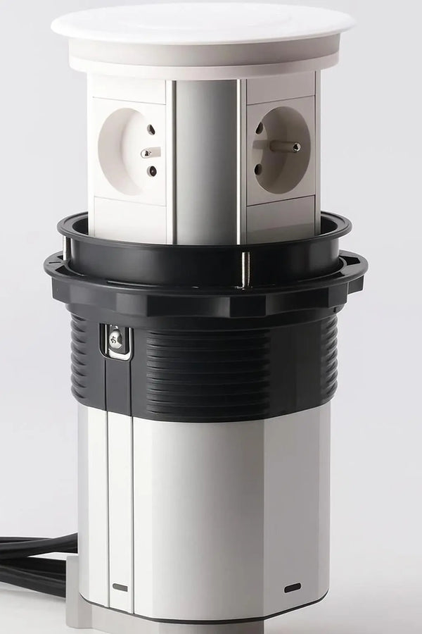 Wit Glazen Design | Automatische pop-up stekkerdoos | USB en USB-C + 3 Stopcontacten | France Livolo Nederland B.V.