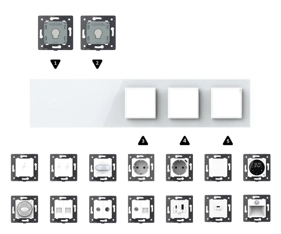 Construisez-le vous-même | Blanc | Cadre de recouvrement 1+1+SR+SR+SR Livolo Nederland B.V.