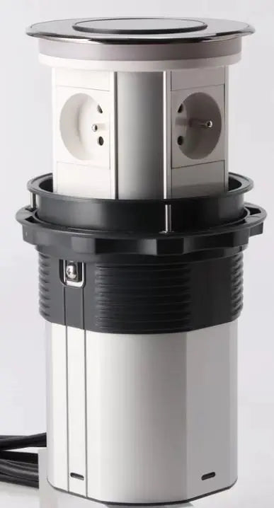 Zwart Glazen Design | Automatische pop-up stekkerdoos | USB en USB-C + 3 Stopcontacten | France Livolo Nederland B.V.