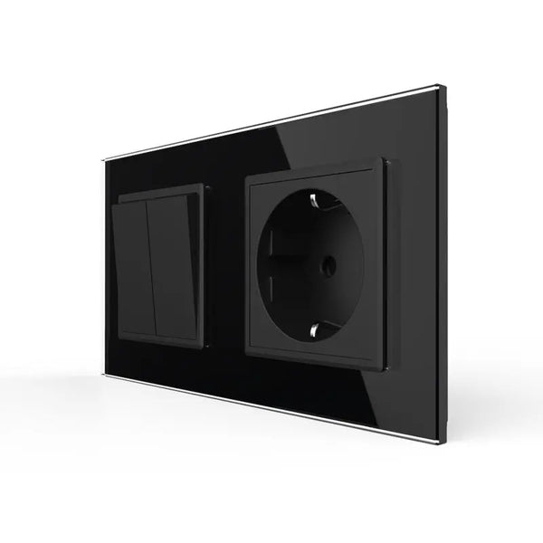 Livolo | Zwart | SR+SR | Aan/Uit | Dubbele wipschakelaar | Wandcontactdoos Livolo Nederland B.V.