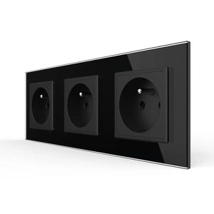 Livolo | Zwart | SR+SR+SR | Wandcontactdoos | Type FR Livolo Nederland