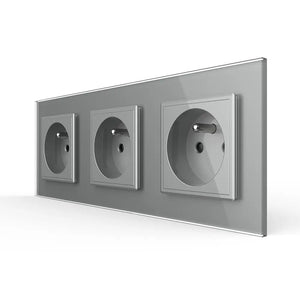 Livolo | Grijs | SR+SR+SR | Wandcontactdoos | Type FR Livolo Nederland