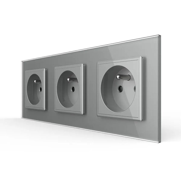 Livolo | Grijs | SR+SR+SR | Wandcontactdoos | Type FR Livolo Nederland