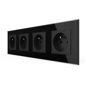 Livolo | Zwart | SR+SR+SR+SR | Wandcontactdoos | Type FR Livolo Nederland
