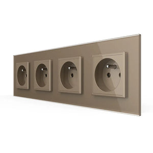 Livolo | Goud | SR+SR+SR+SR | Wandcontactdoos | Type FR Livolo Nederland