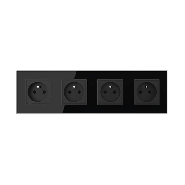 Livolo | Zwart | SR+SR+SR+SR | Wandcontactdoos | Type FR Livolo Nederland