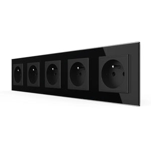 Livolo | Zwart | SR+SR+SR+SR+SR | Wandcontactdoos | Type FR Livolo Nederland