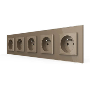 Livolo | Goud | SR+SR+SR+SR+SR | Wandcontactdoos | Type FR Livolo Nederland