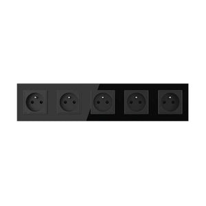Livolo | Zwart | SR+SR+SR+SR+SR | Wandcontactdoos | Type FR Livolo Nederland