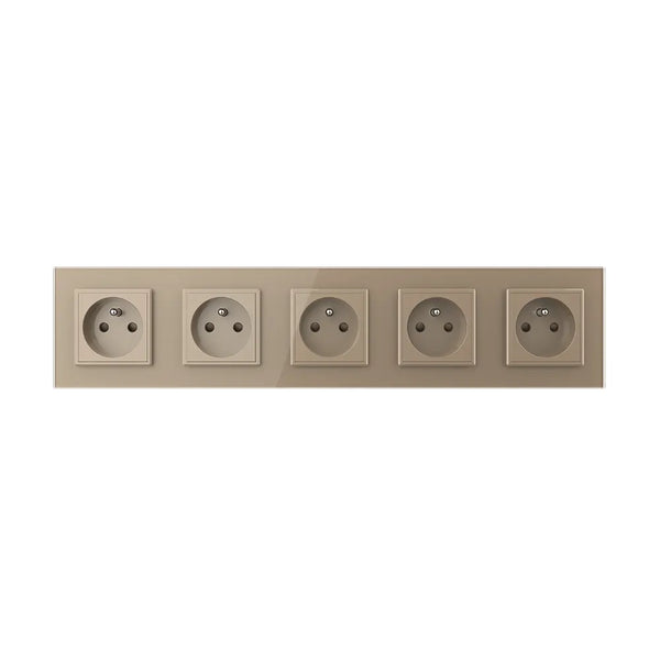 Livolo | Goud | SR+SR+SR+SR+SR | Wandcontactdoos | Type FR Livolo Nederland