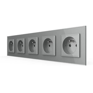 Livolo | Grijs | SR+SR+SR+SR+SR | Wandcontactdoos | Type FR Livolo Nederland