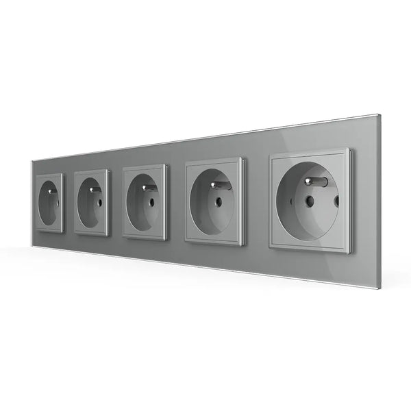 Livolo | Grijs | SR+SR+SR+SR+SR | Wandcontactdoos | Type FR Livolo Nederland