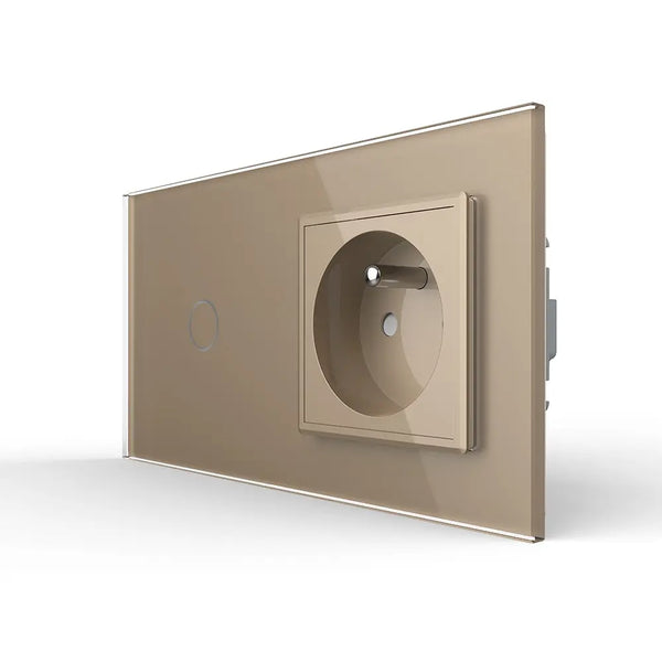 Livolo | Goud | 1+SR | Aan/Uit | Schakelaar | Wandcontactdoos | France Livolo Nederland