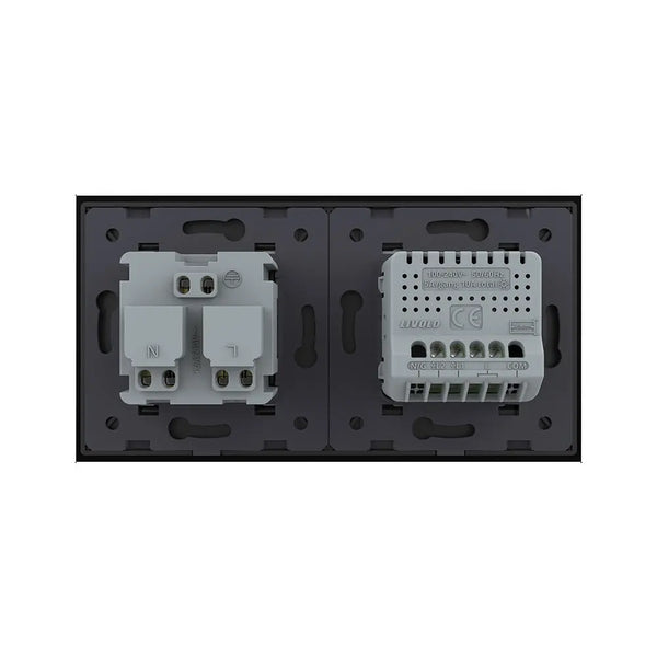 Livolo | Zwart | 2+SR | Aan/Uit | Schakelaar met wandcontactdoos | France Livolo Nederland