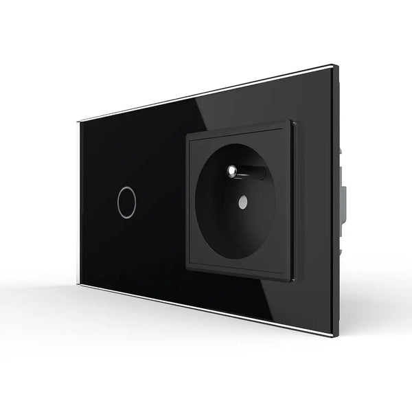 Livolo | Zwart | 1+SR | Aan/Uit | Schakelaar | Wandcontactdoos | France Livolo Nederland